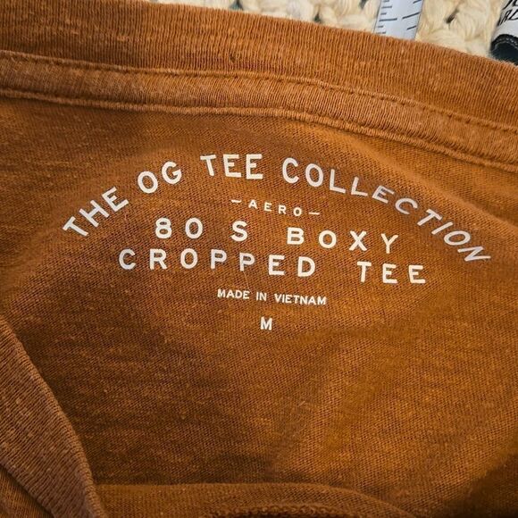 Aero OG Tee Collection 80s Boxy Brown Mexico City Graphic Croppef Tee - Picture 4 of 4